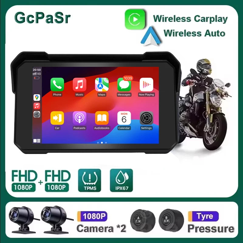 CarPlay Moto 5" GPS con WiFi 5G - Garantía 2 Años IP67