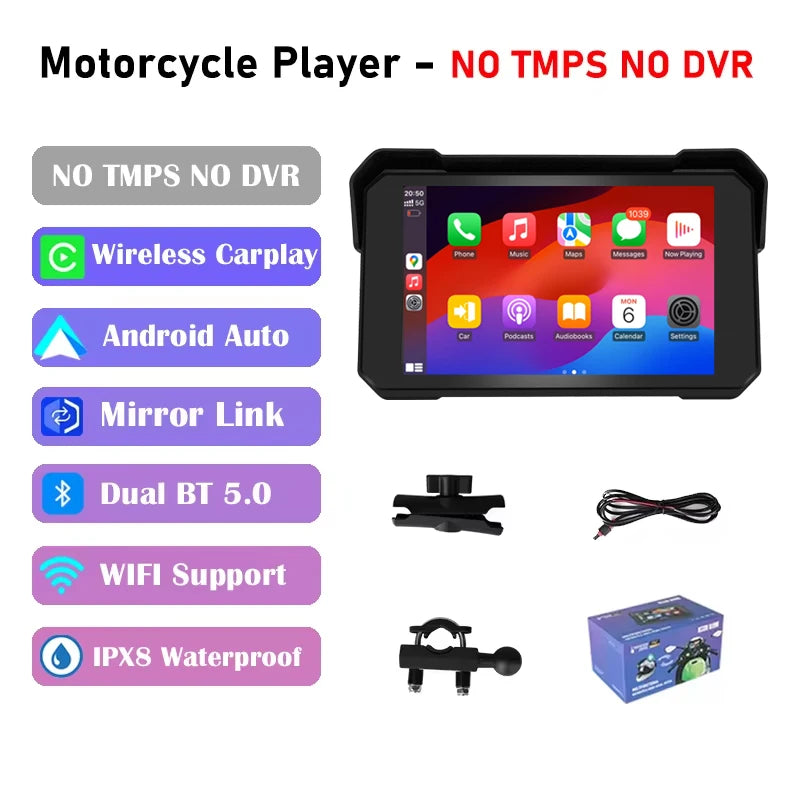 CarPlay Moto 5" GPS con WiFi 5G - Garantía 2 Años IP67