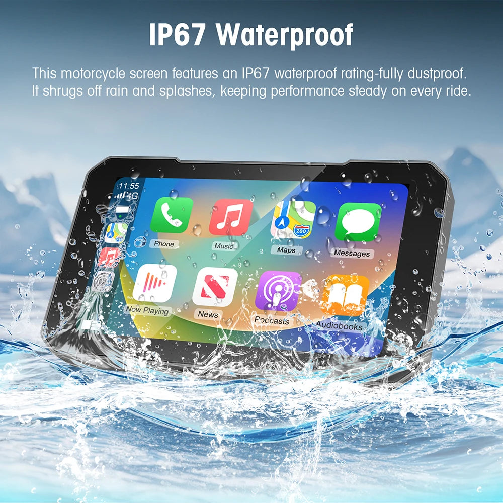 CarPlay Moto 5" HD con Cámara 1080P - Pantalla Táctil Impermeable IP67