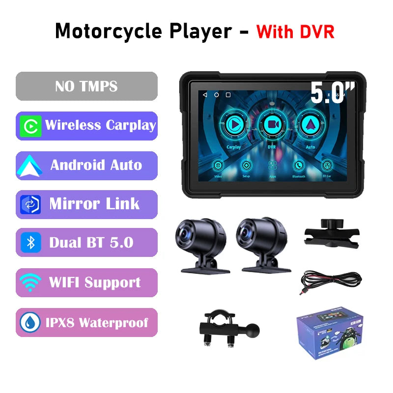 CarPlay Moto 5" GPS con WiFi 5G - Garantía 2 Años IP67