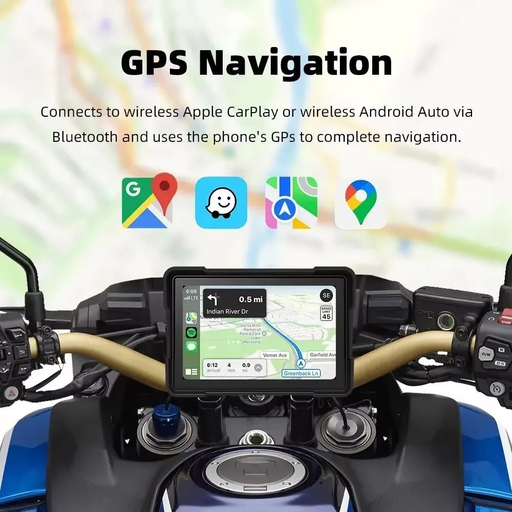 CarPlay Moto 5" GPS con WiFi 5G - Garantía 2 Años IP67