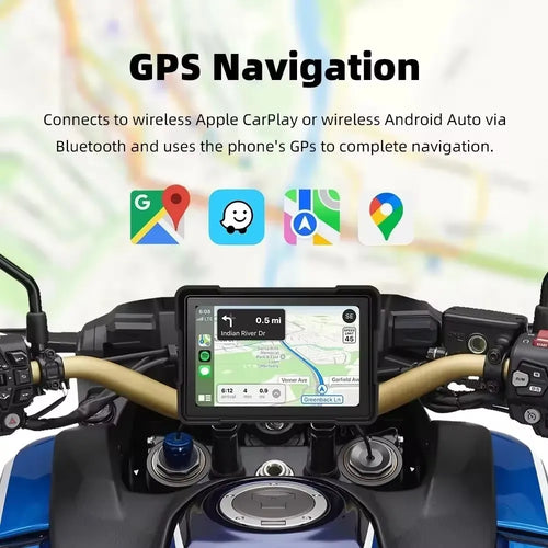 CarPlay Moto 5" GPS con WiFi 5G - Garantía 2 Años IP67