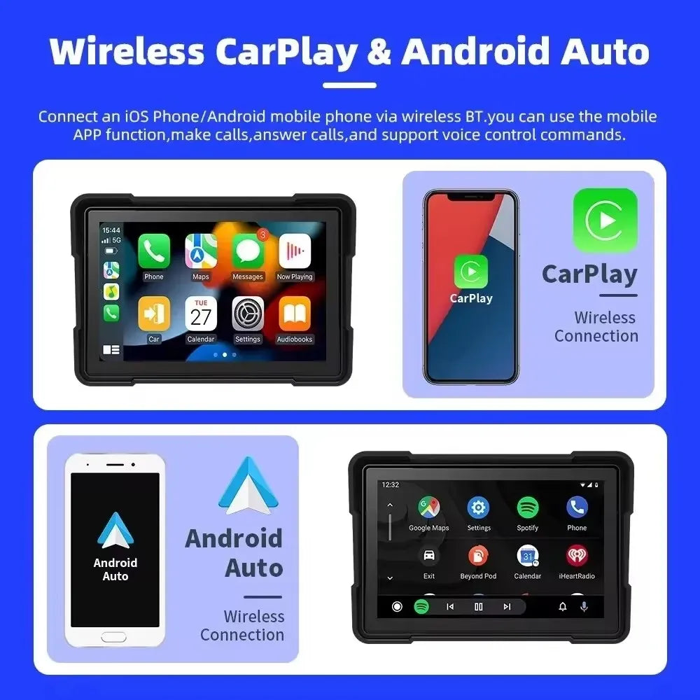CarPlay Moto 5" GPS con WiFi 5G - Garantía 2 Años IP67
