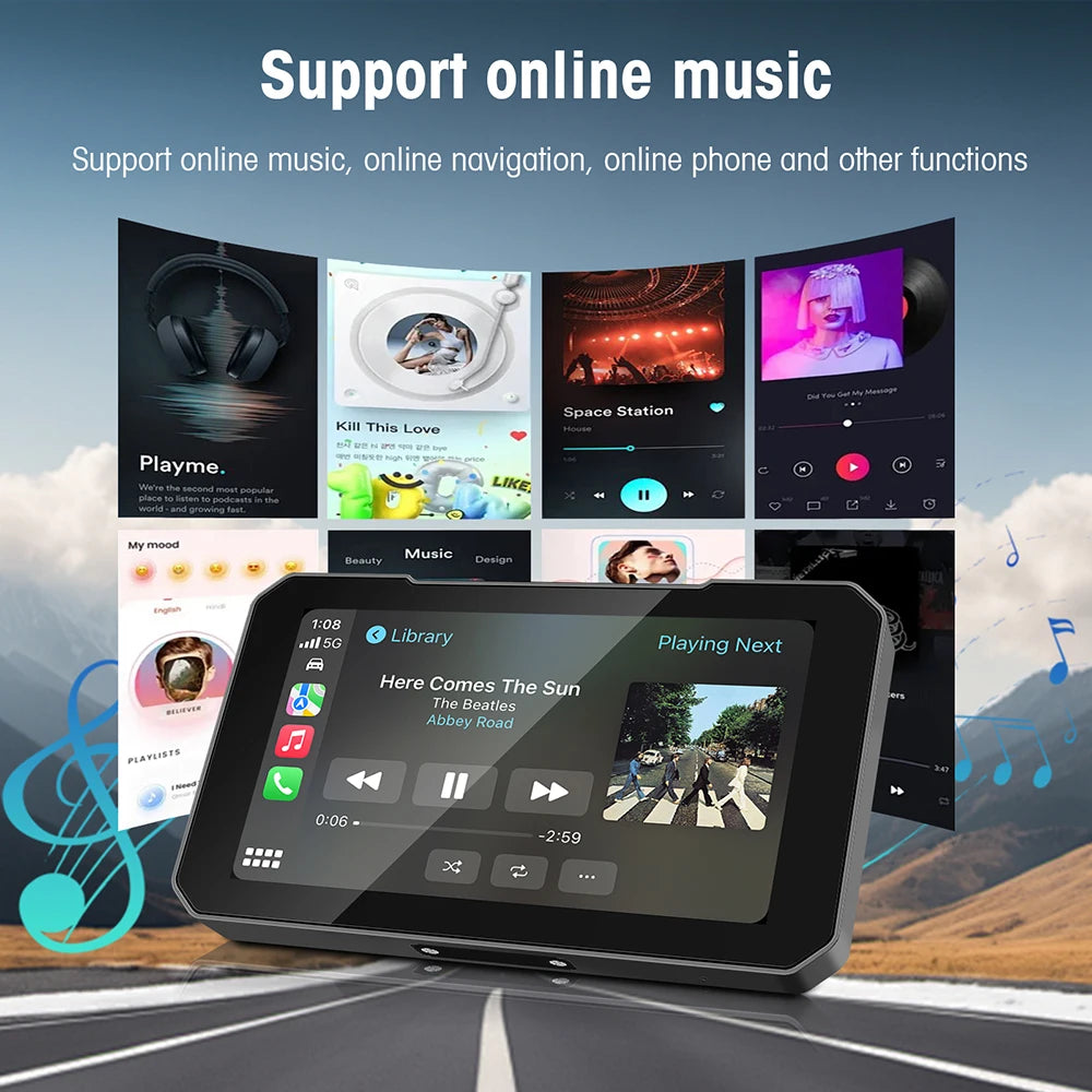 CarPlay Moto 5" HD con Cámara 1080P - Pantalla Táctil Impermeable IP67