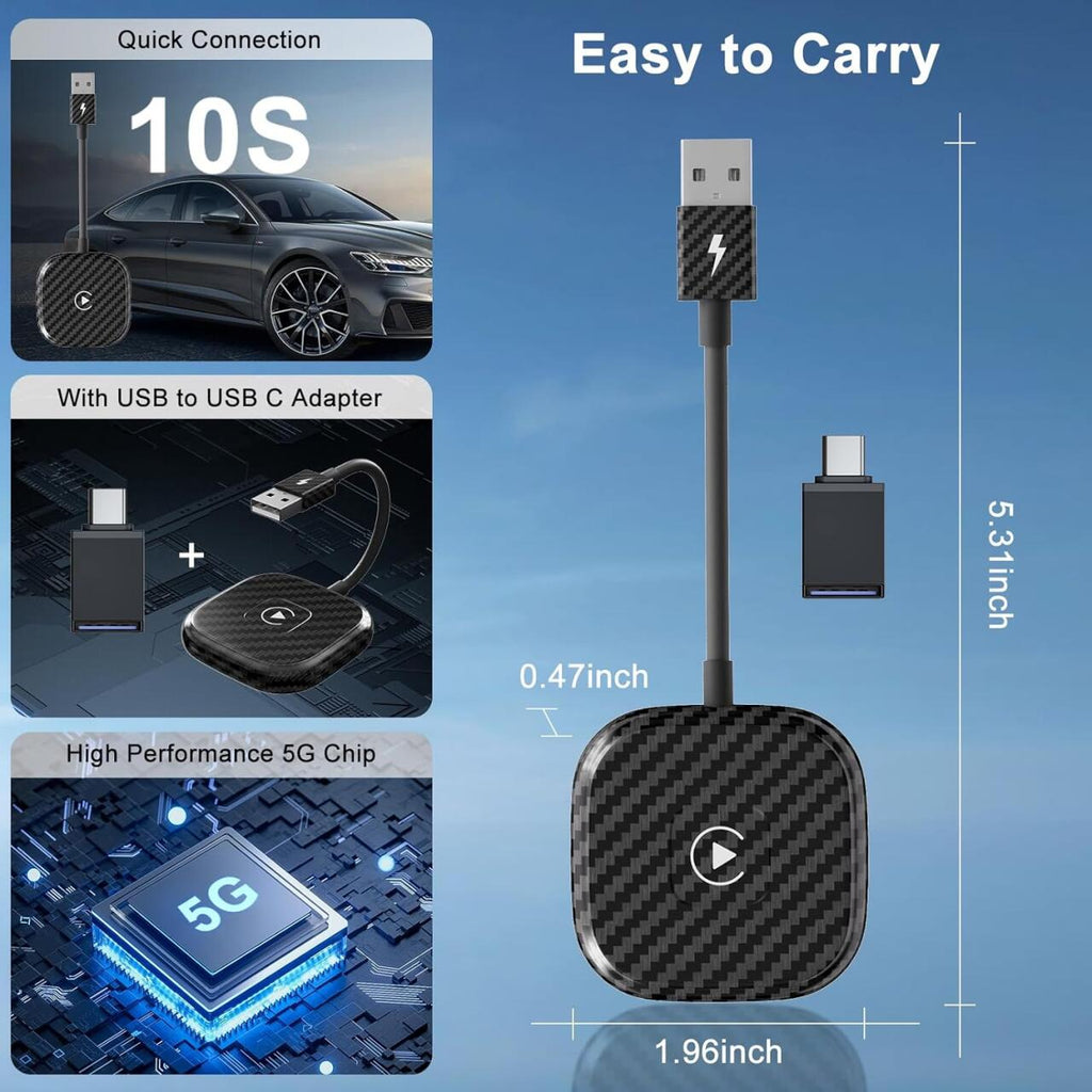 Adaptador CarPlay Inalámbrico para iPhone - Plug & Play Universal